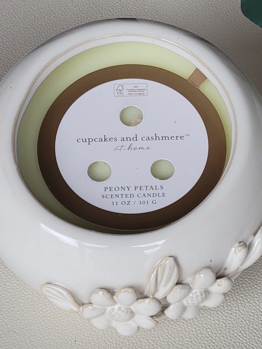 cupcakes & cashmere Peony Petals Scented Candle - White - Picture 2 of 7